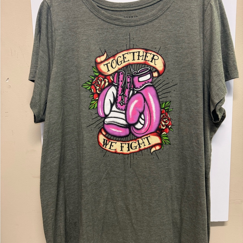 Torrid light green T-Shirt with Pink Boxing Gloves Graphic